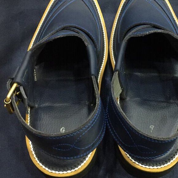 Peshawari Chappal Sandals For Men, Blue Handmade Leather Peshawari Chappal, main image 6